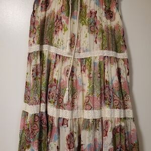Apt. 9 Floral Maxi Skirt - Pink and Green